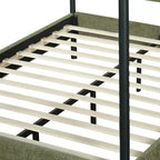 Struttura letto a baldacchino imbottita in Bouclé con testiera curva | Ferro e legno | Nessuna rete a molle necessaria