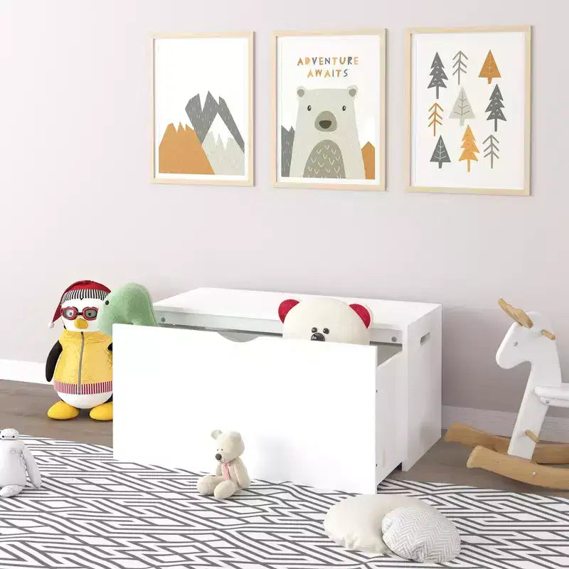 Organizer porta giocattoli per bambini con cassetto scorrevole, Baule giocattoli in legno con ruote per cameretta e sala giochi