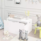 Organizer porta giocattoli per bambini con cassetto scorrevole, Baule giocattoli in legno con ruote per cameretta e sala giochi