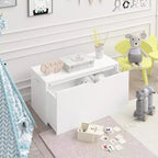 Organizer porta giocattoli per bambini con cassetto scorrevole, Baule giocattoli in legno con ruote per cameretta e sala giochi
