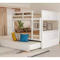 FAMYYT Full Size Bunk Bed With Twin Size Trundle, Easy Assembly, White