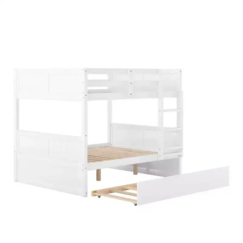 Letto a Castello Matrimoniale con Letto Estraibile Singolo – Montaggio Facile, Design Salvaspazio, Bianco