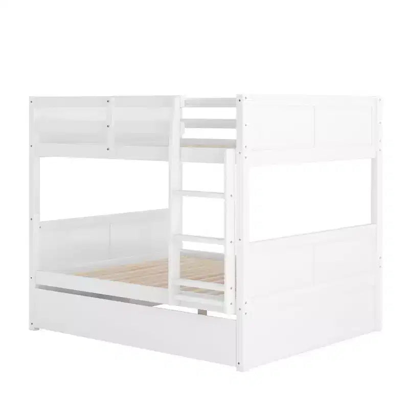 Letto a Castello Matrimoniale con Letto Estraibile Singolo – Montaggio Facile, Design Salvaspazio, Bianco