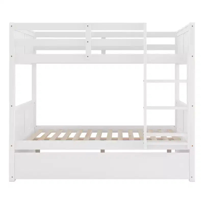 Letto a Castello Matrimoniale con Letto Estraibile Singolo – Montaggio Facile, Design Salvaspazio, Bianco