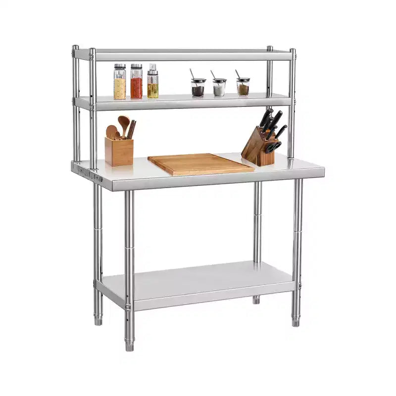 Tavolo da Lavoro Robusto in Acciaio Inossidabile con Ripiano Superiore, Tavolo da Preparazione Commerciale per Ristoranti, Cucine e Officine, Disponibile in Diverse Misure