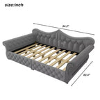 Letto a Divano Imbottito Queen Size con Illuminazione a LED – Rifinitura con Borchie, Schienale in Lino Trapuntato, Capacità 272 kg