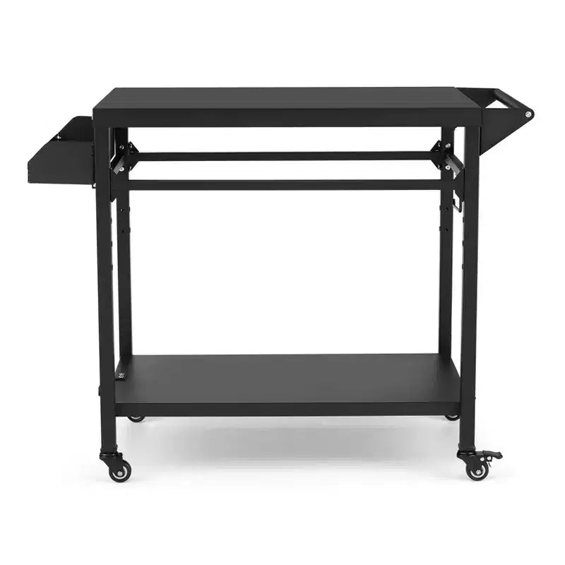 Carrello per griglia da esterno con ruote bloccabili, vassoio portaoggetti, maniglia laterale per patio, giardino, campeggio