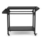 Carrello per griglia da esterno con ruote bloccabili, vassoio portaoggetti, maniglia laterale per patio, giardino, campeggio