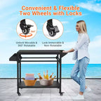 Carrello per griglia da esterno con ruote bloccabili, vassoio portaoggetti, maniglia laterale per patio, giardino, campeggio