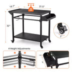 Carrello per griglia da esterno con ruote bloccabili, vassoio portaoggetti, maniglia laterale per patio, giardino, campeggio