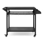 Carrello per griglia da esterno con ruote bloccabili, vassoio portaoggetti, maniglia laterale per patio, giardino, campeggio