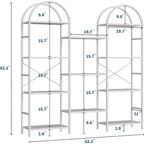 Libreria ad arco a 4 livelli, 11 ripiani aperti, struttura in metallo e ripiani in legno, scaffale alto e largo per soggiorno, camera da letto, ufficio